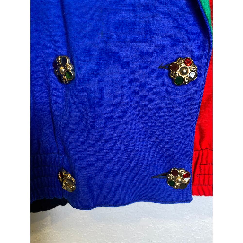 Carole Little Colorblock Lightweight Merino Wool Blazer Jeweled Buttons NWT Sz 4 - Picture 2 of 15